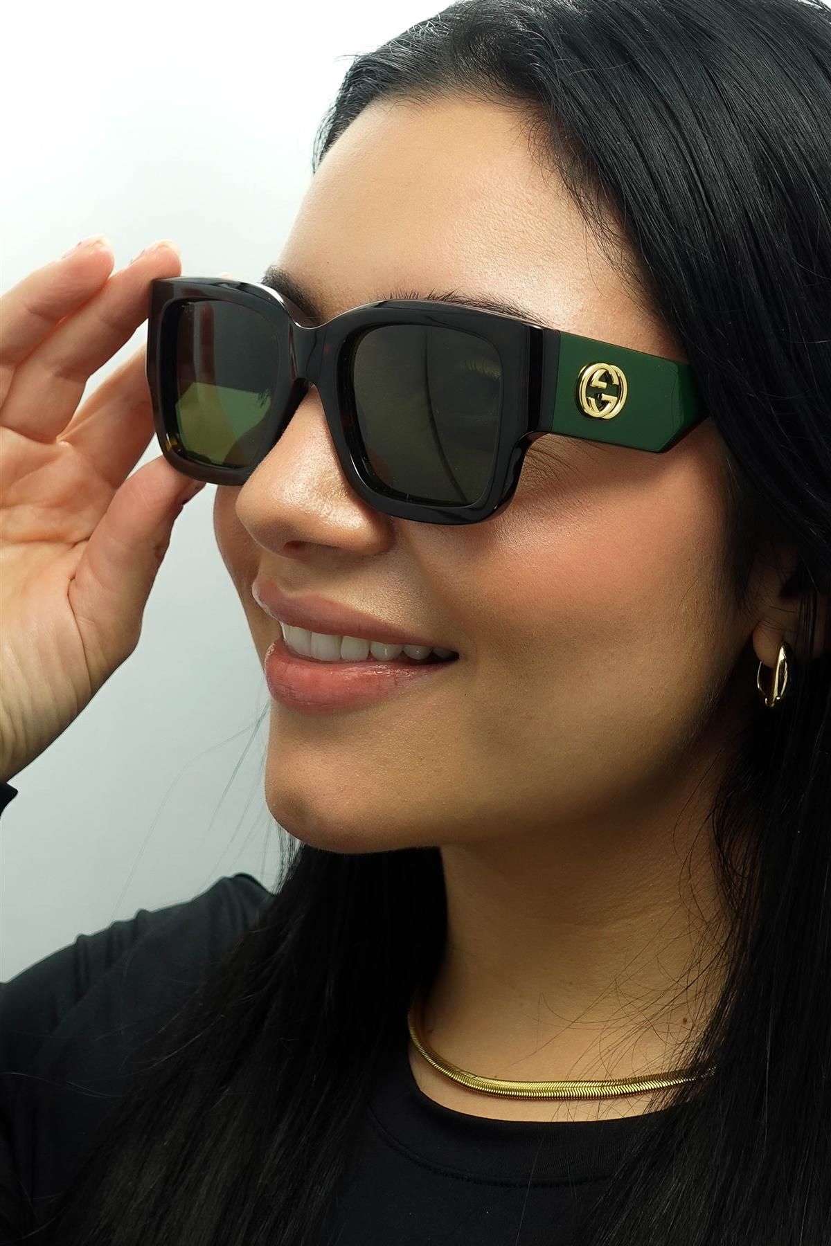 Gucci Square Havana with Green and Red Green GG1663S image 5