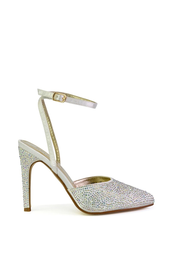 XY London 'Indyah' Diamante 2 Part Shoes Ankle Strap Stiletto High