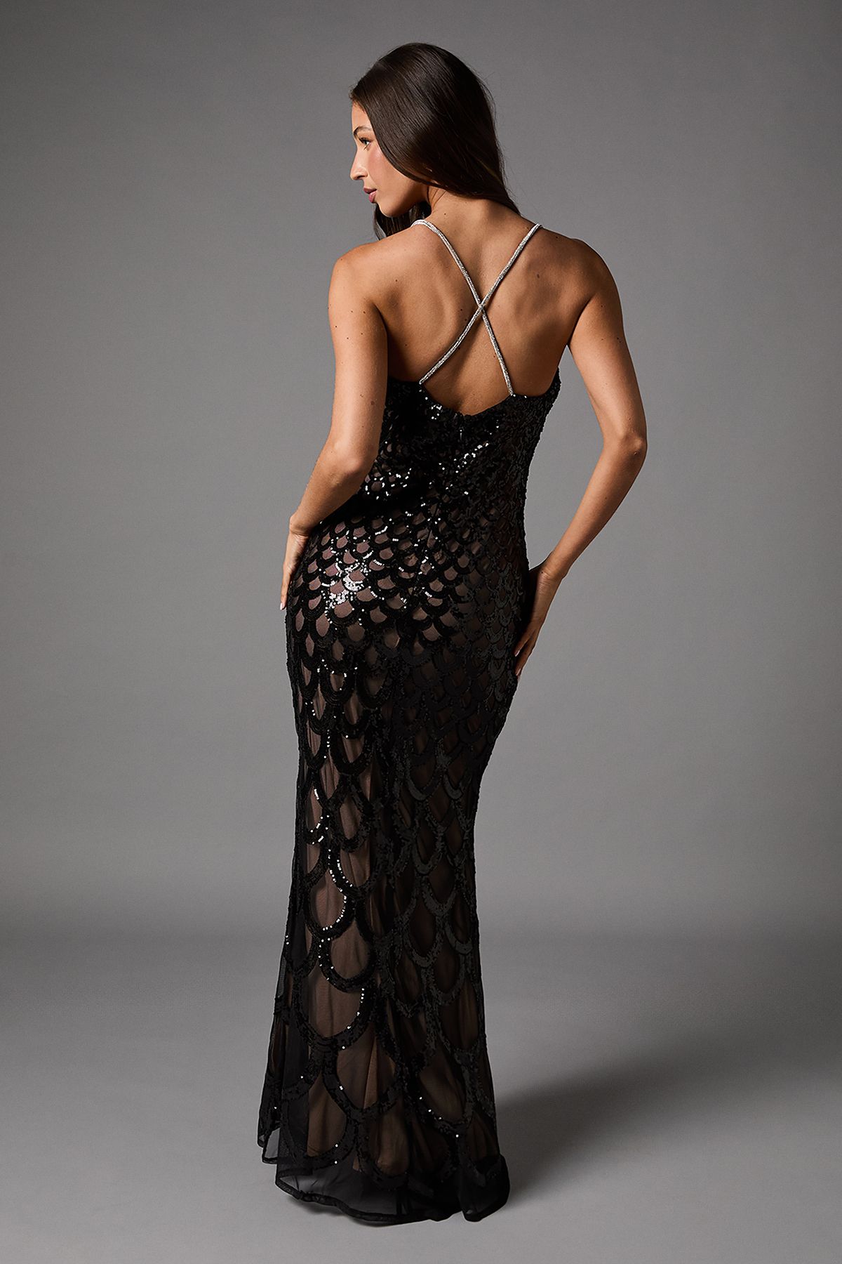 Coast Sequin Cami Maxi Dress Black image 3