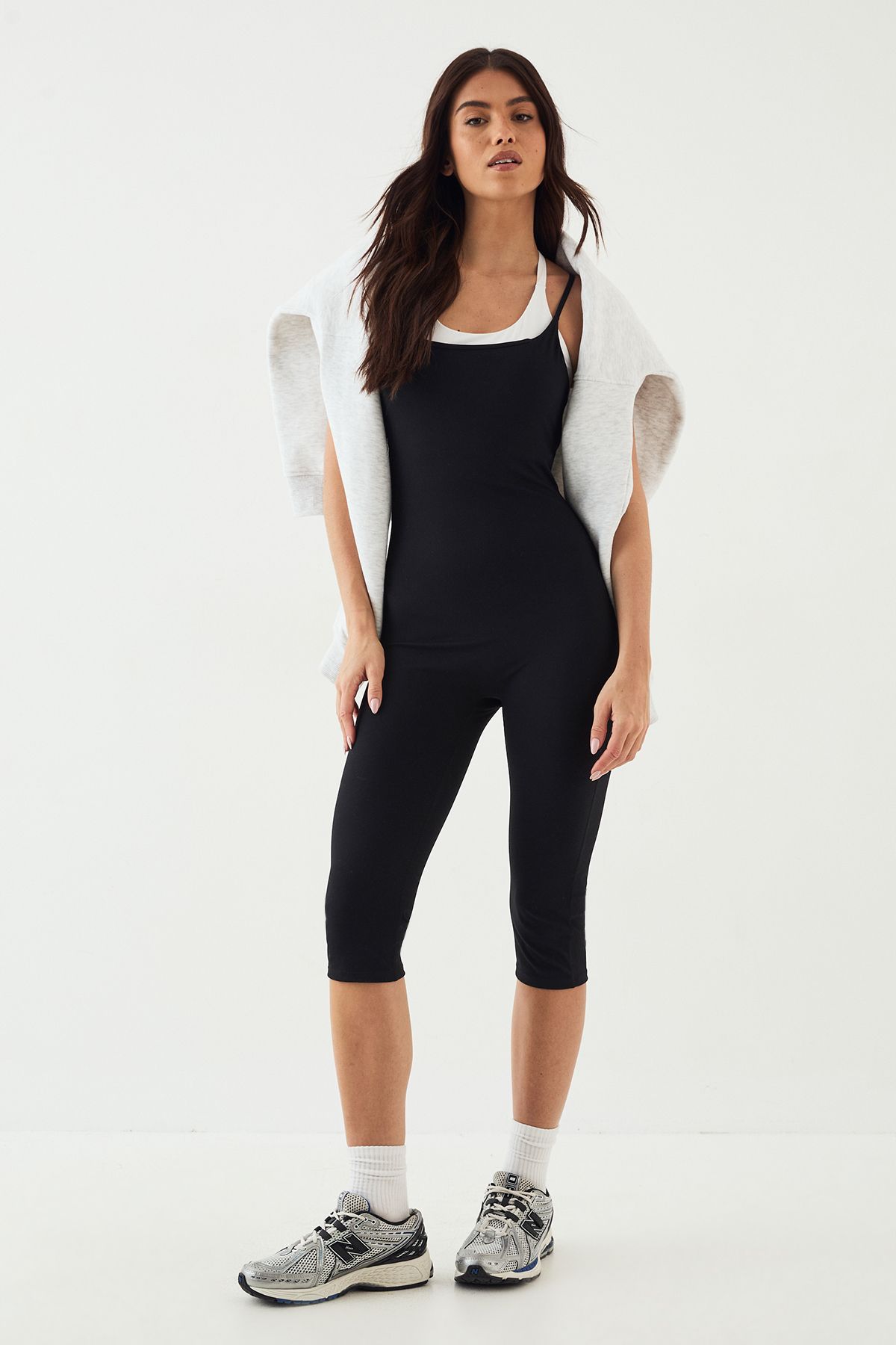 DSGN Studio DSGN Studio Ultra Sculpt Strappy Capri Unitard Jumpsuit Black image 3