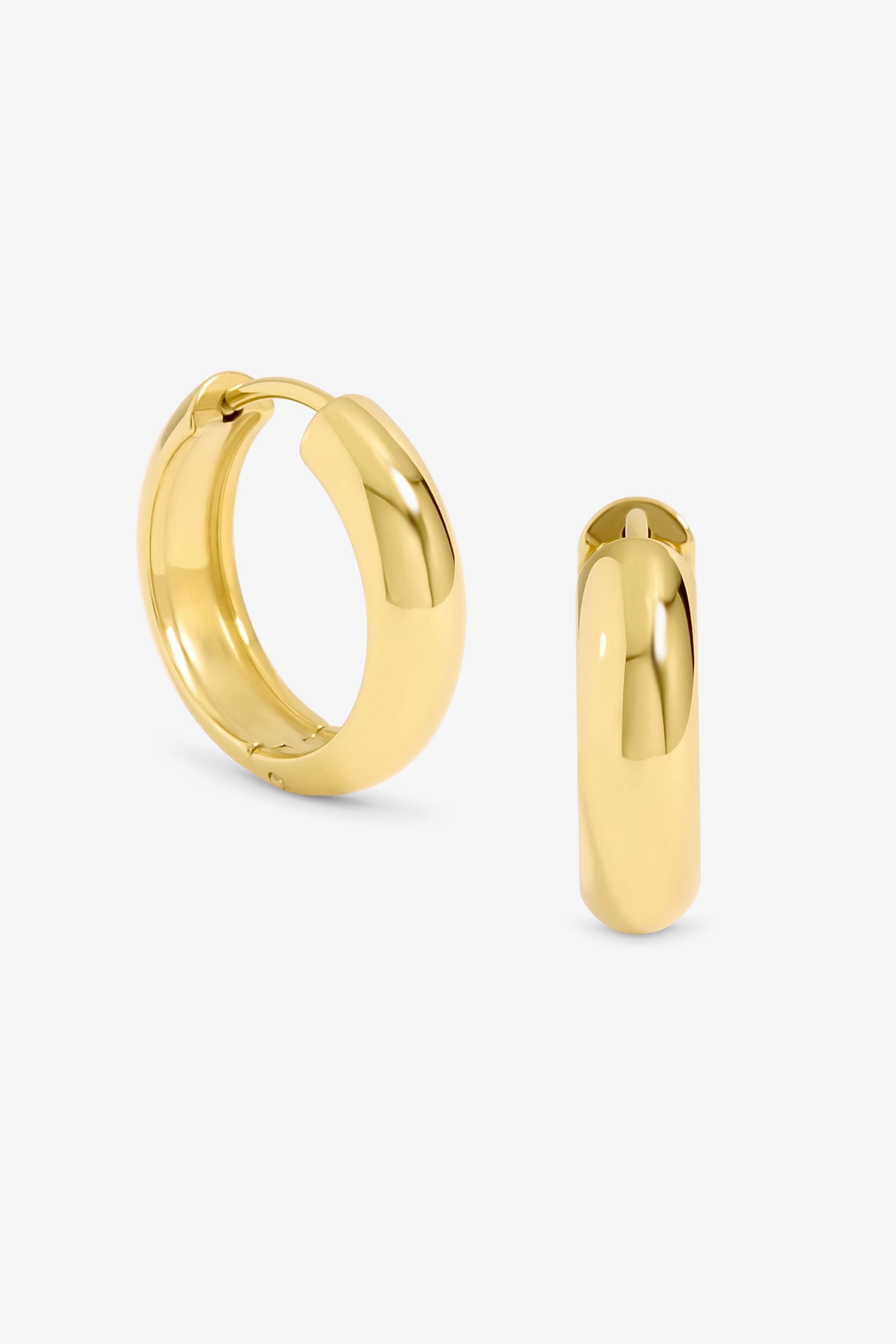 Jon Richard Waterproof Gold Plated Small Flat Surface Hoop Earrings image 1