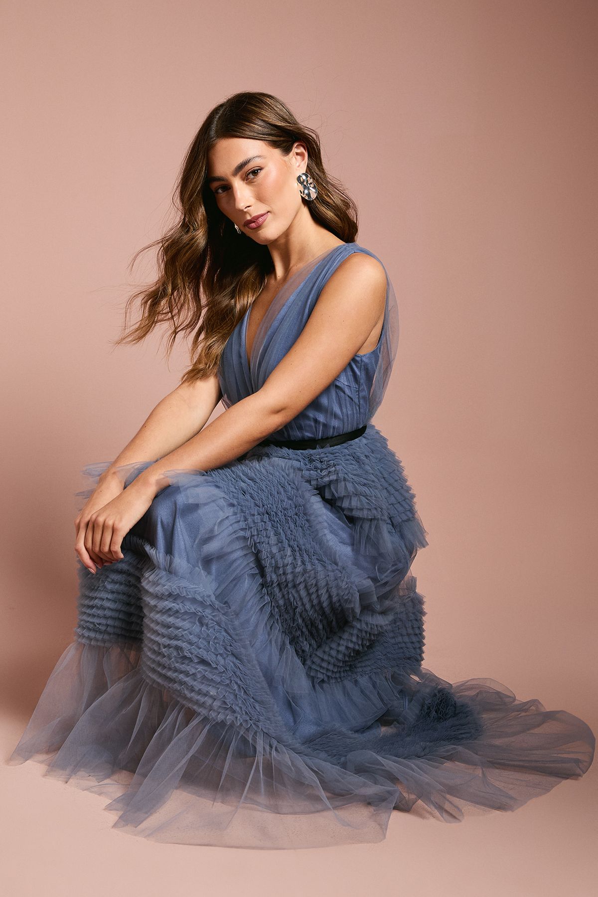 Coast Sleeveless Mesh Wrap Top Maxi Dress Blue image 3