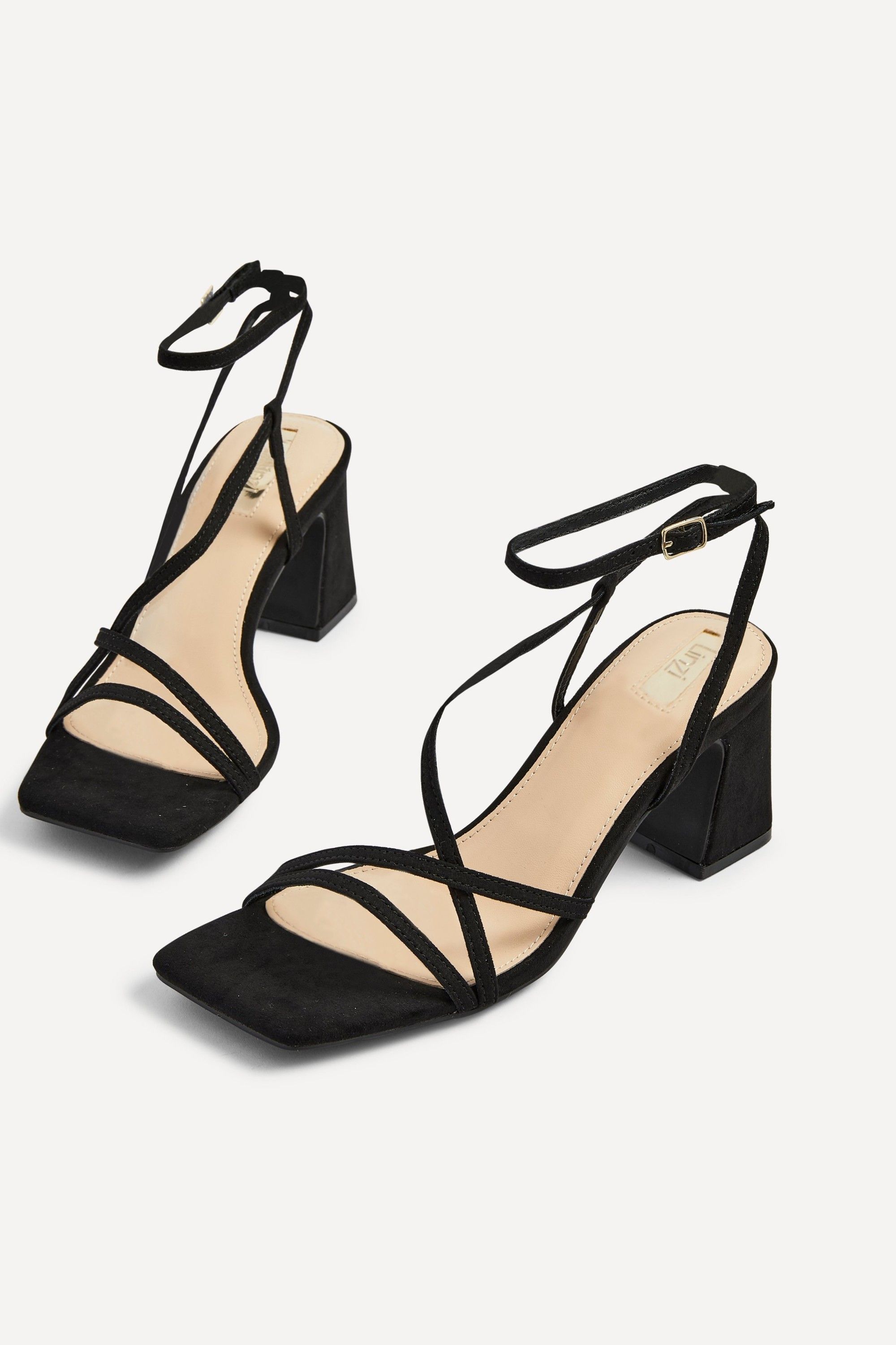 Linzi Memphis Black Faux Suede Crossover Slingback Block Heeled Sandal image 4