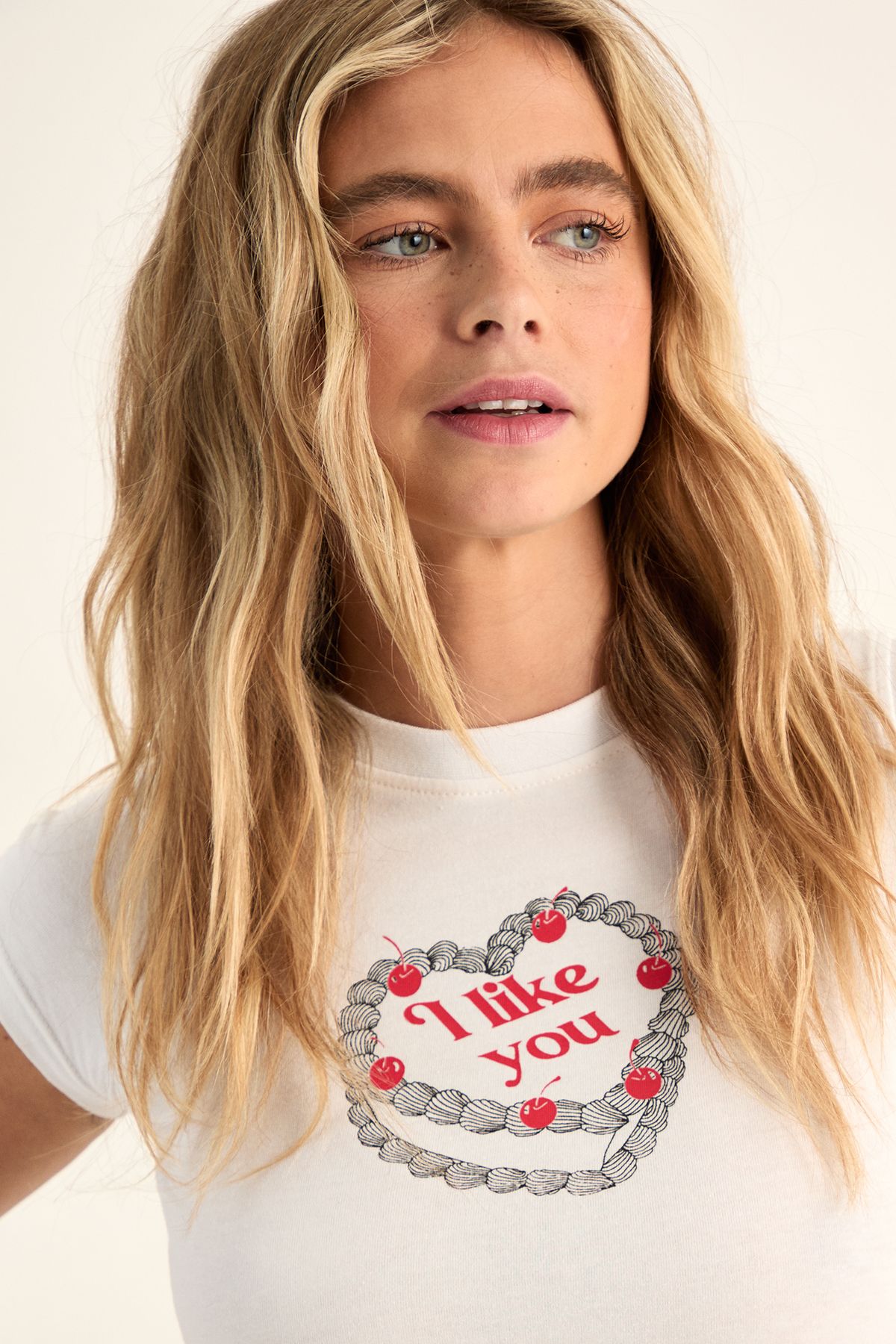 NastyGal I Like You Cake Graphic Baby Tee White image 2