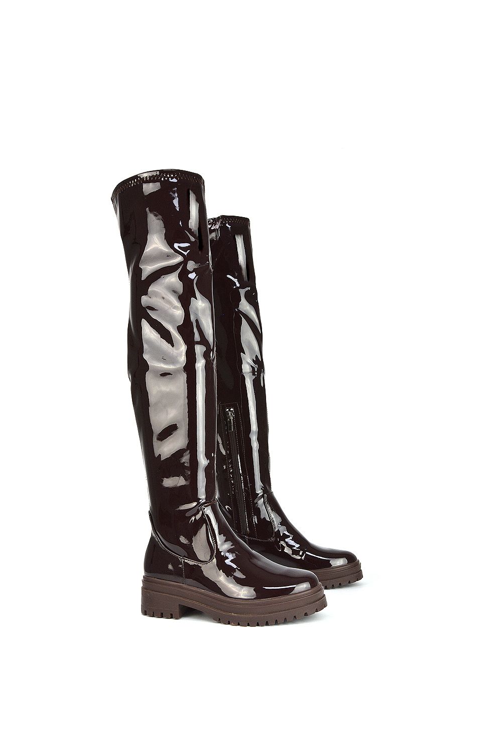 XY London 'Rosalia' Flat Chunky Sole Over the Knee Thigh High Long Boots image 2