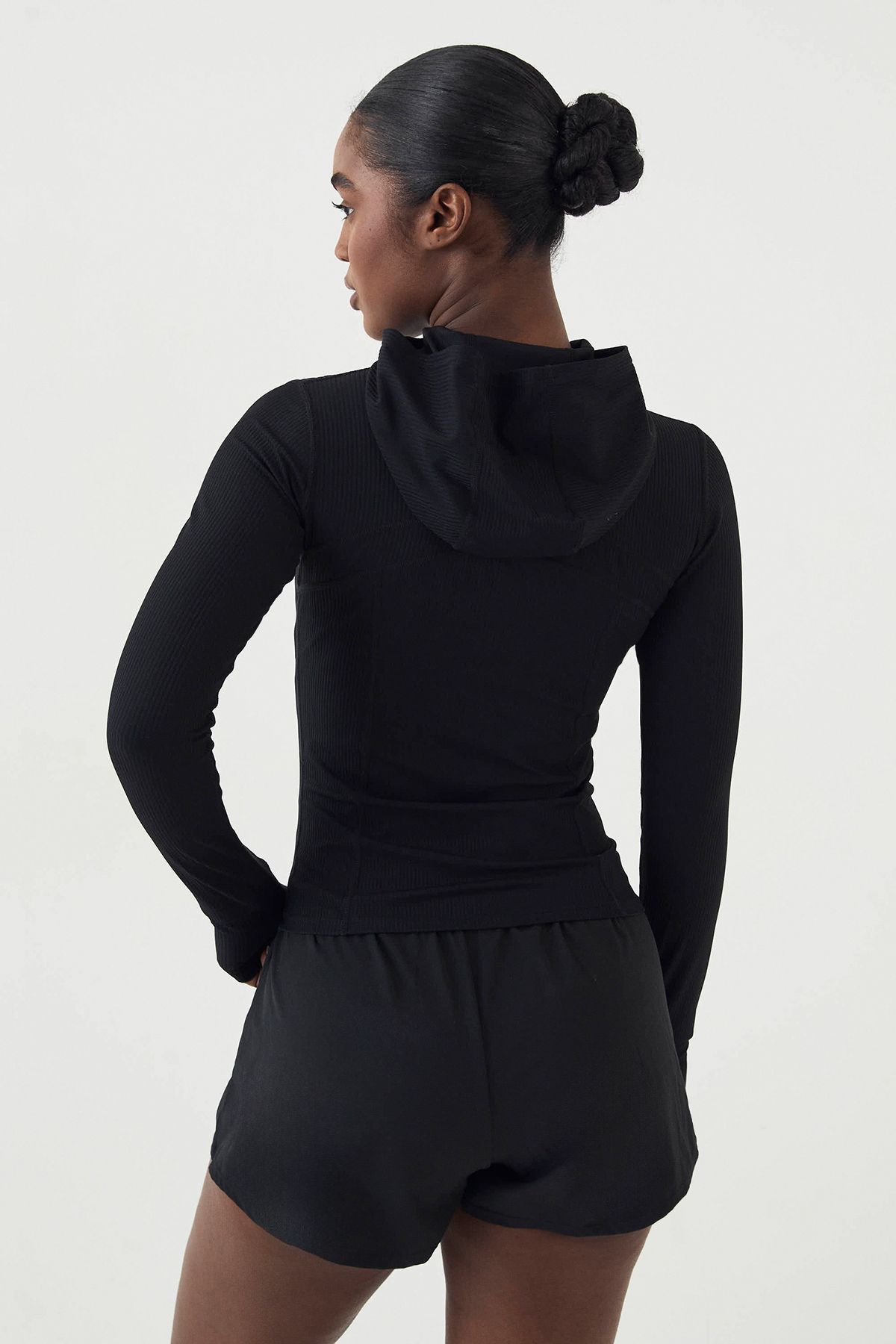 DSGN Studio DSGN Studio Ultra Sculpt Rib Zip Through Hooded Sports Jacket Black image 2