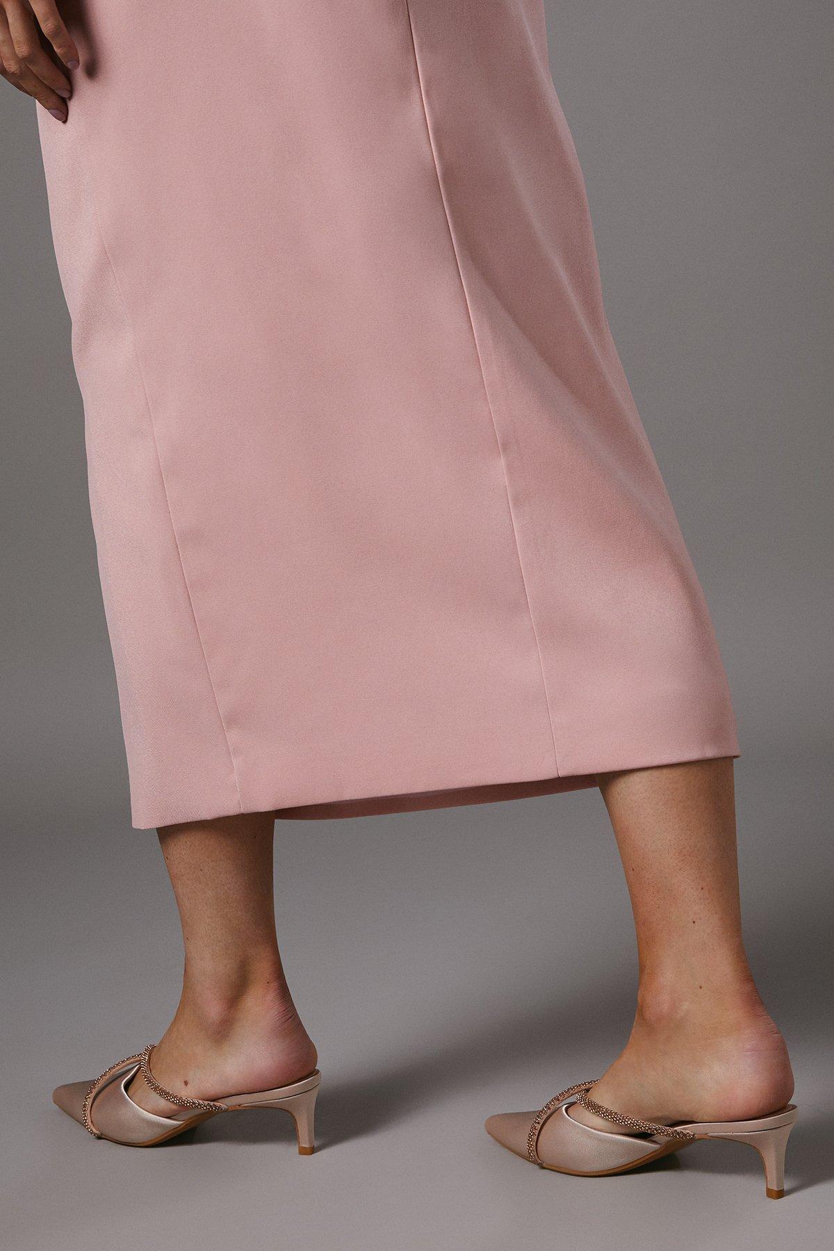 Coast Shona Satin Diamante Cross Strap Kitten Heel Mules Mocha image 3