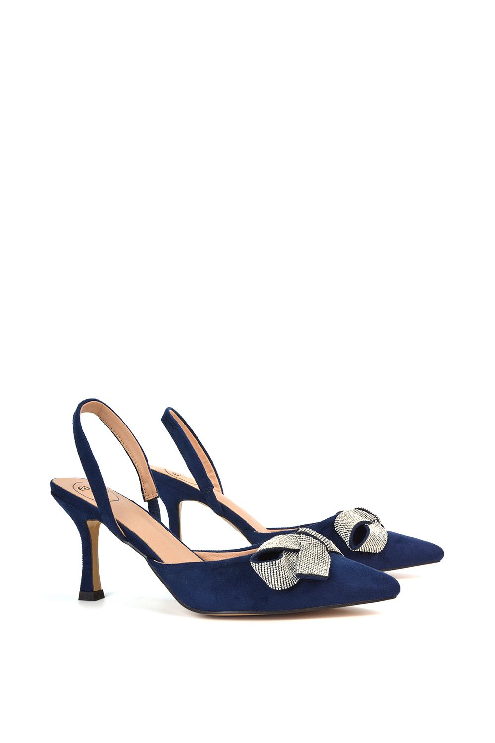 XY London 'Victoria' Diamante Bow Stiletto Slingback High Heel Shoes image 3