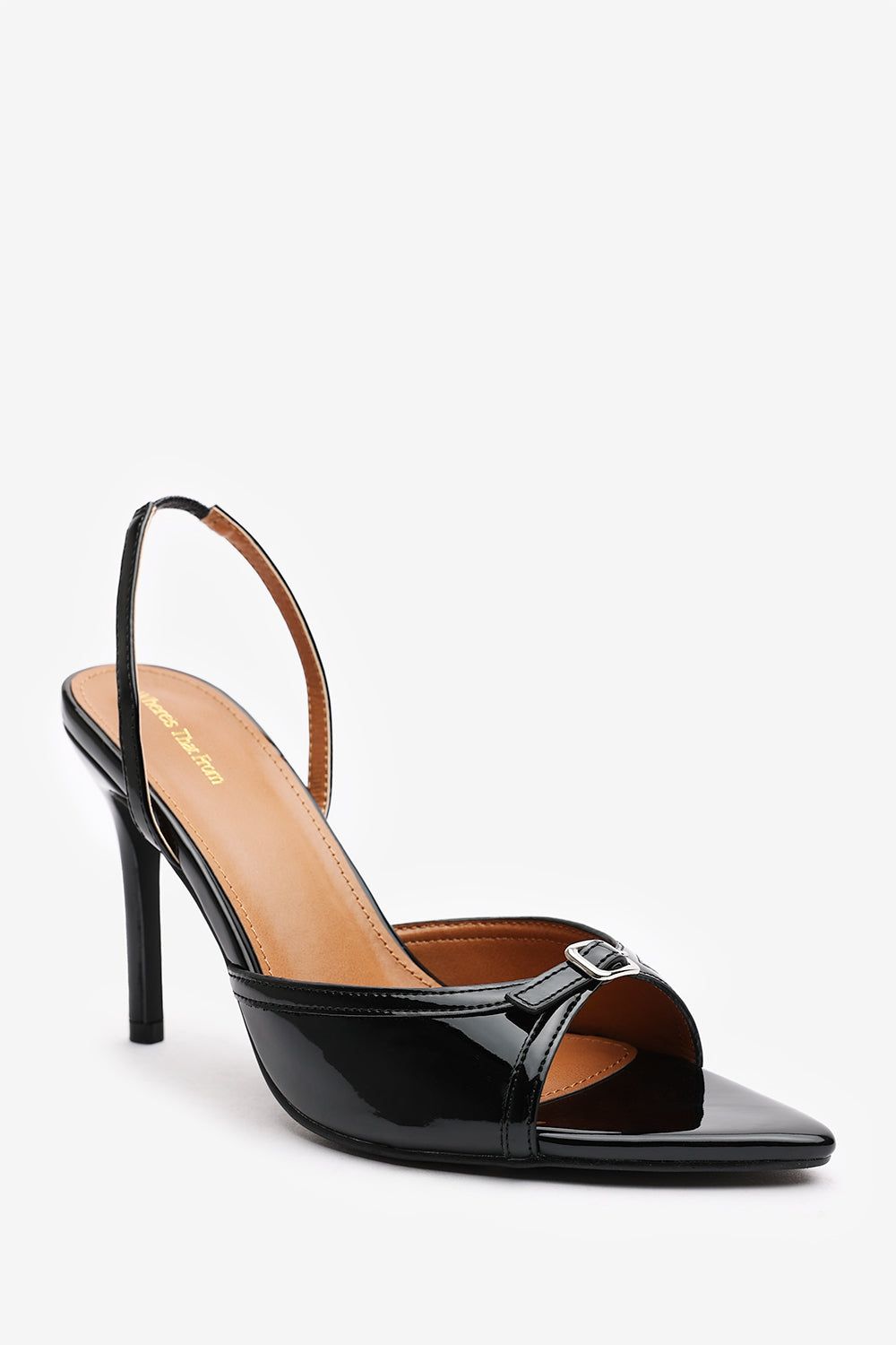 Where's That From 'Journey' Patent Pointed Open Toe Slingback Heel Front Buckle image 3