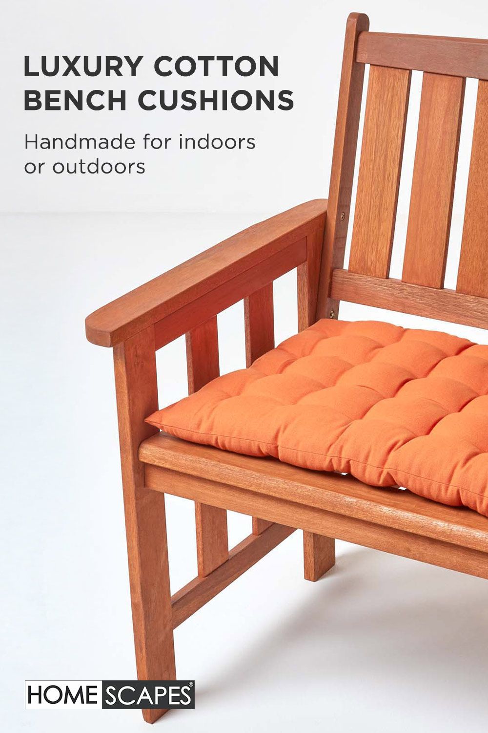 Homescapes Garden Bench Cushion Luxury 2 Seater Cotton Indoor Outdoor Pad, 108 x 42cm image 2