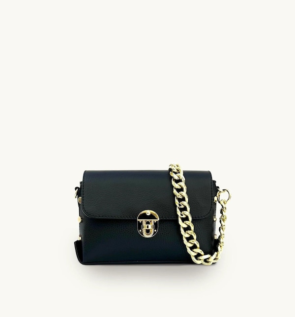 Apatchy London The Bloxsome Leather Crossbody Bag With Gold Chain Strap