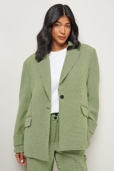 Warehouse Lime Dogtooth Vented Back Blazer Co - ord Lime
