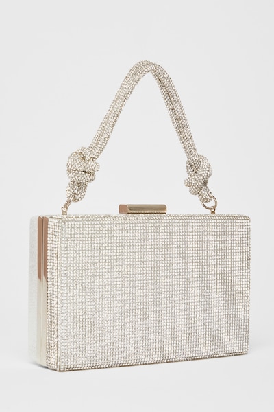 Quiz Silver Diamante Knot Top Handle Bag