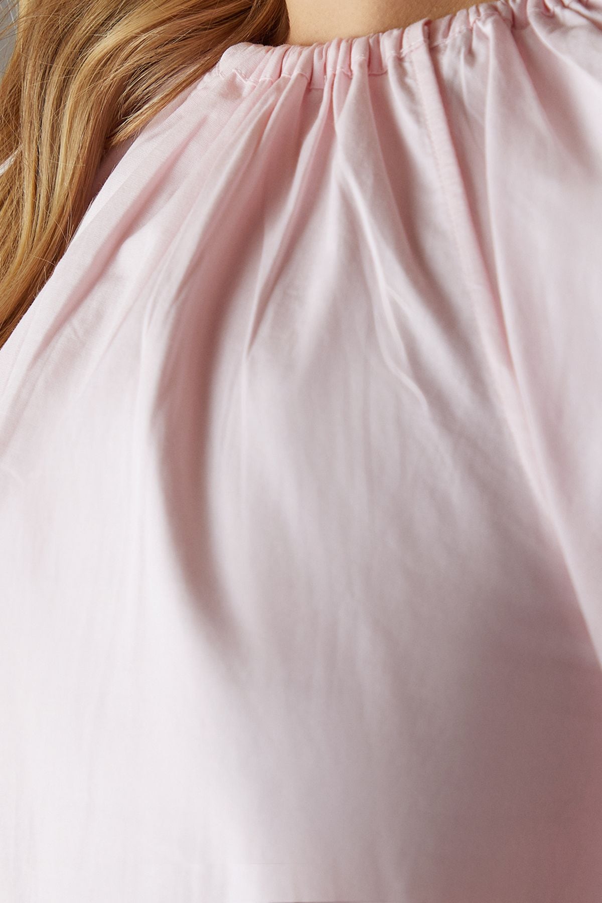 Warehouse Poplin Bubble Balloon Sleeve Mini Dress Pale Pink image 5