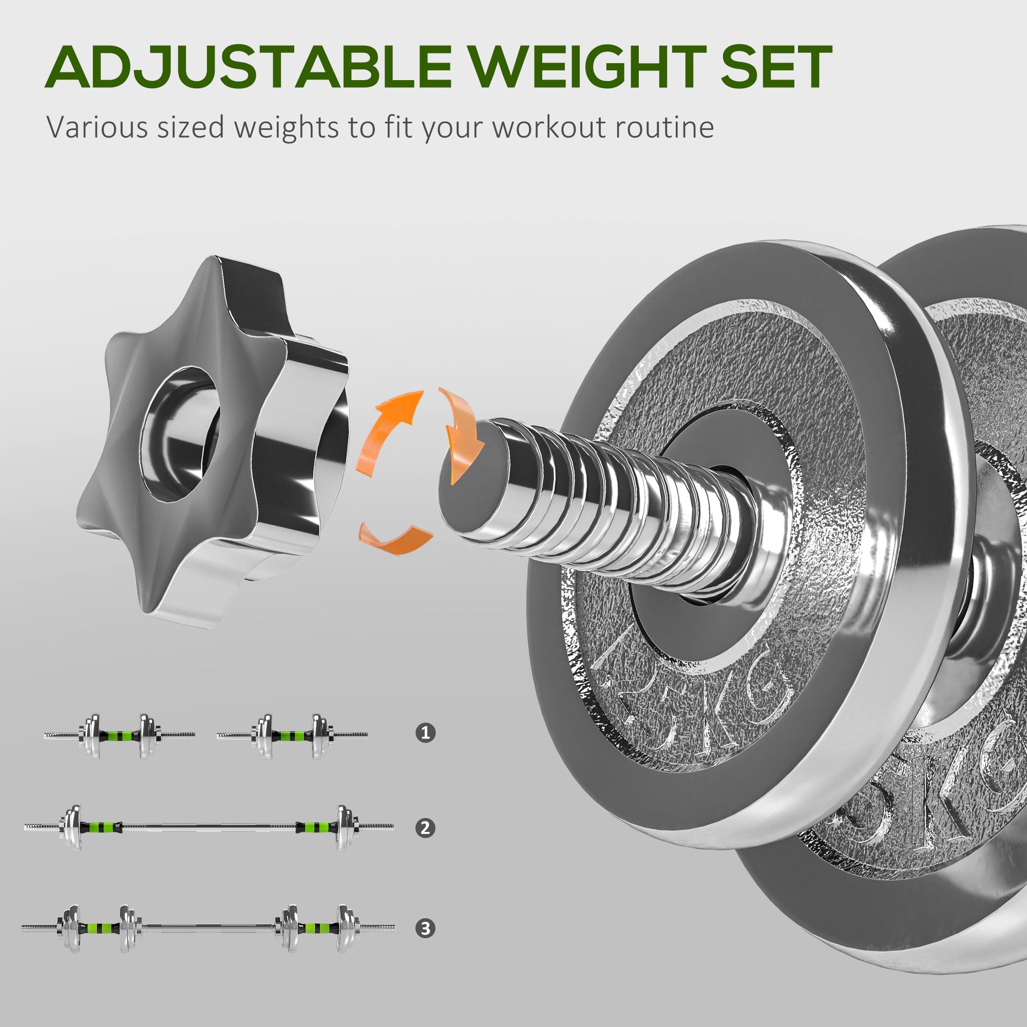 SPORTNOW 20kg 2-in-1 Adjustable Weights Dumbbells Set for Home Gym image 5