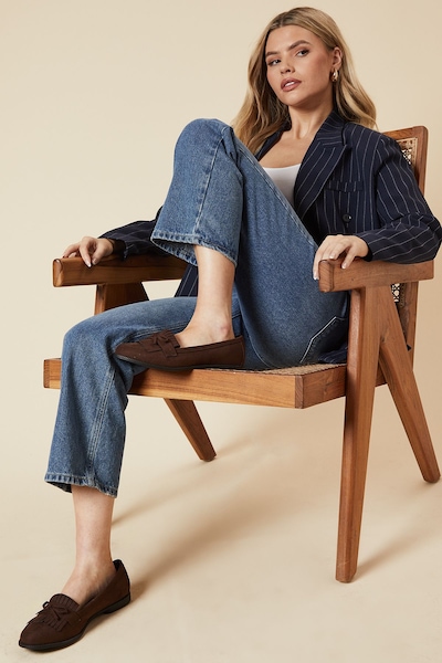 Dorothy Perkins Wide Fit Loretta Tassel Loafers Chocolate