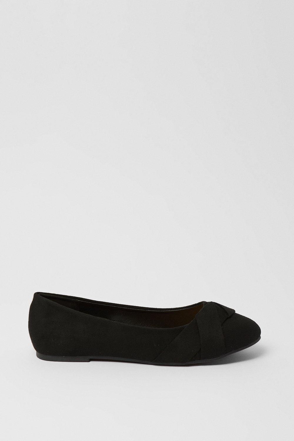 Dorothy Perkins Paige Wrap Detail Ballet Flats Natural Black image 2