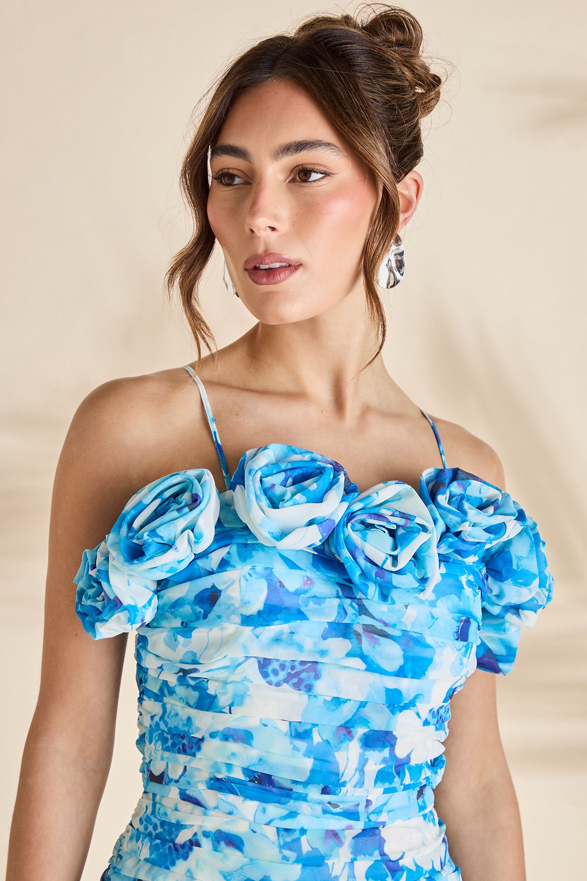 Coast Corsage Pleated Strappy Maxi Dress Blue image 4