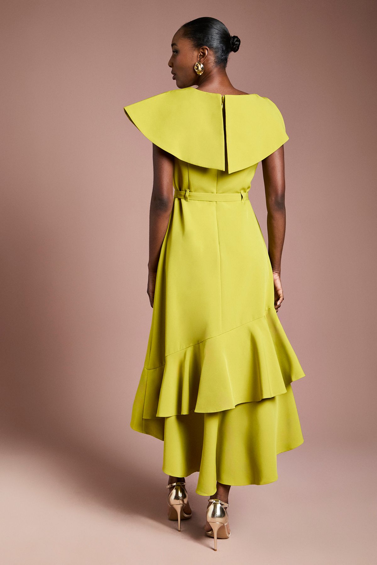 Coast Waterfall Crepe Belted Midi Dress Acid Lime image 3
