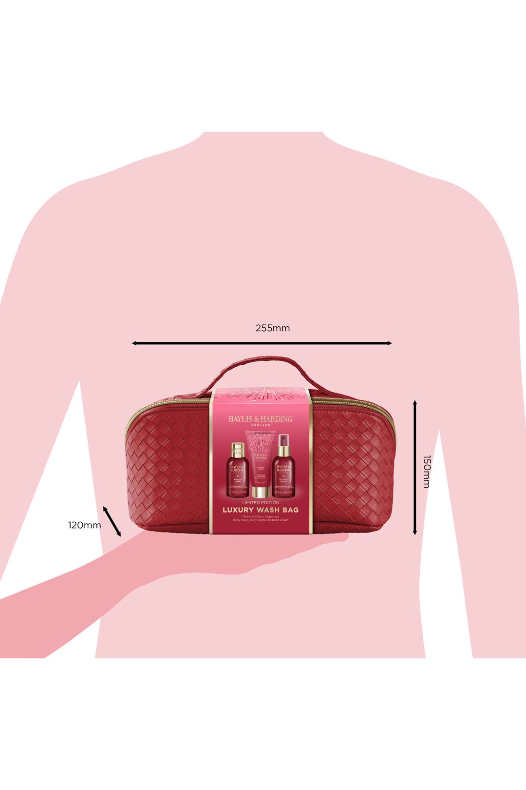 Baylis & Harding Midnight Cherry Luxury Wash Bag Gift Set Multi image 7