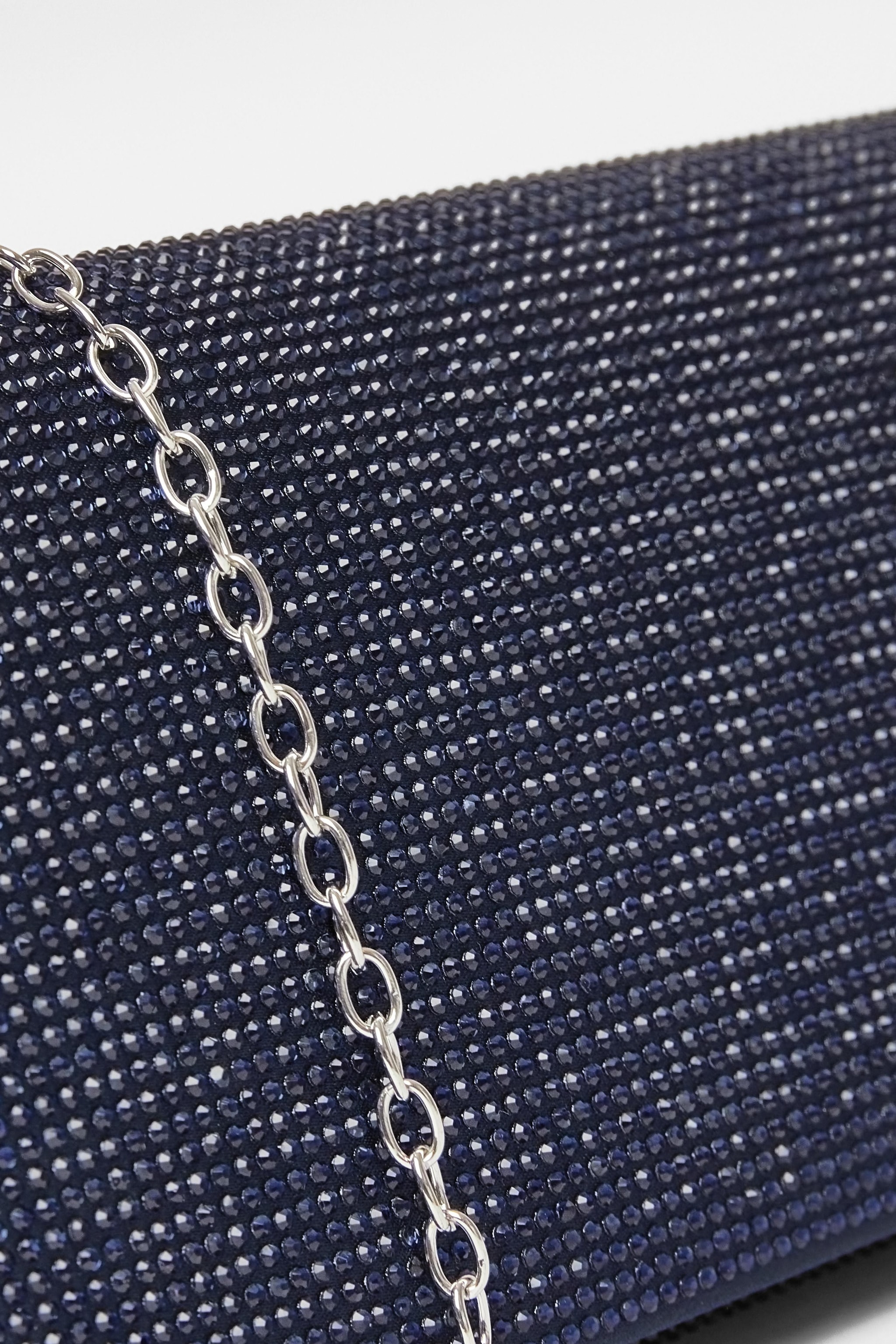 Quiz Navy Diamante Embellished Clutch Bag image 5