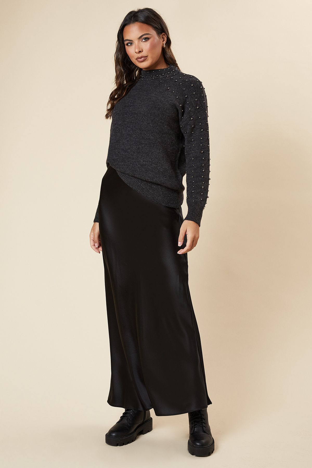 Dorothy Perkins Beaded Shoulder Jumper Charcoal image 4