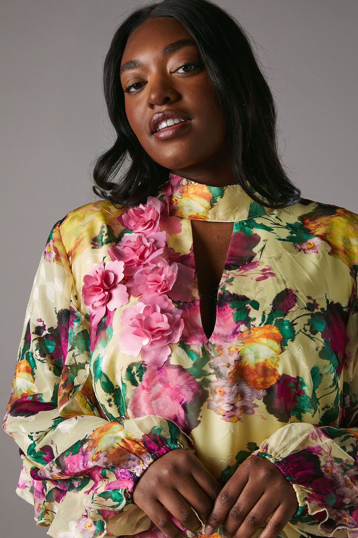 Coast Plus Printed Jacquard Ruffle Dress Yellow image 5