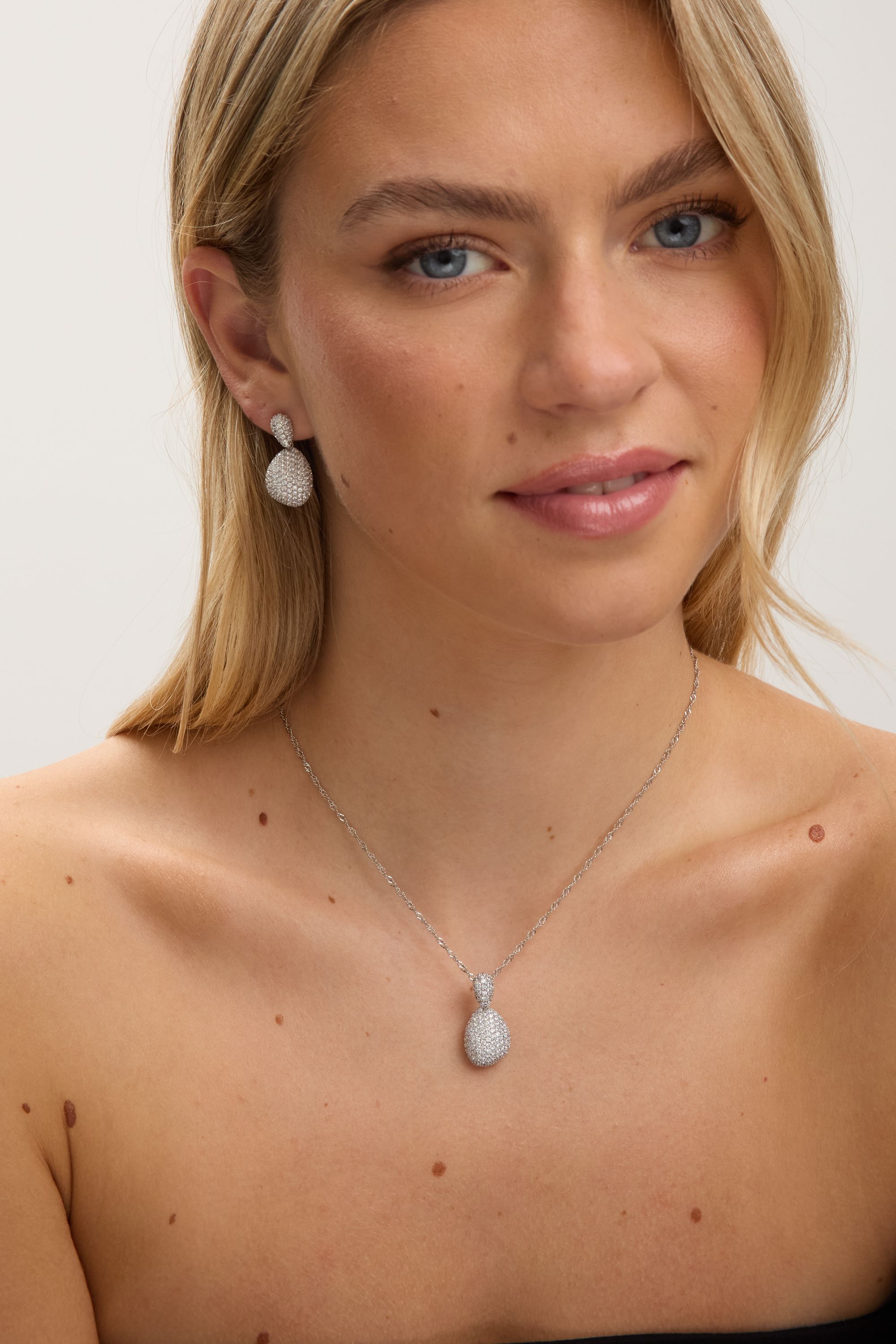 Jon Richard Rhodium Plated and Cubic Zirconia Drop Dome Pendant - Gift Box image 2