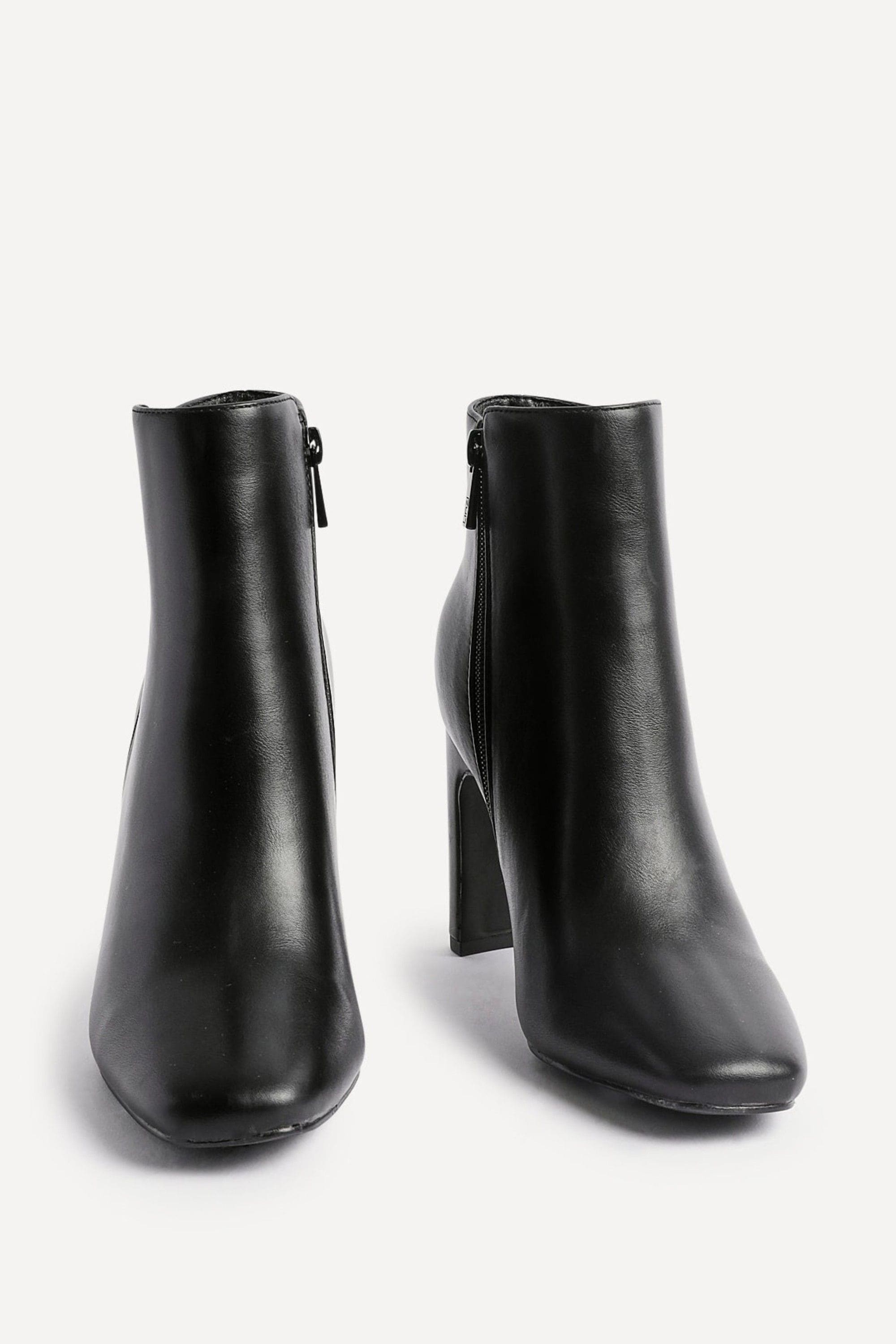 Linzi Glance Black Faux Leather Block Heel Ankle Boot image 3