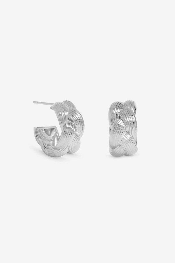 Inicio Sterling Silver Plated Satin Braided Hoops