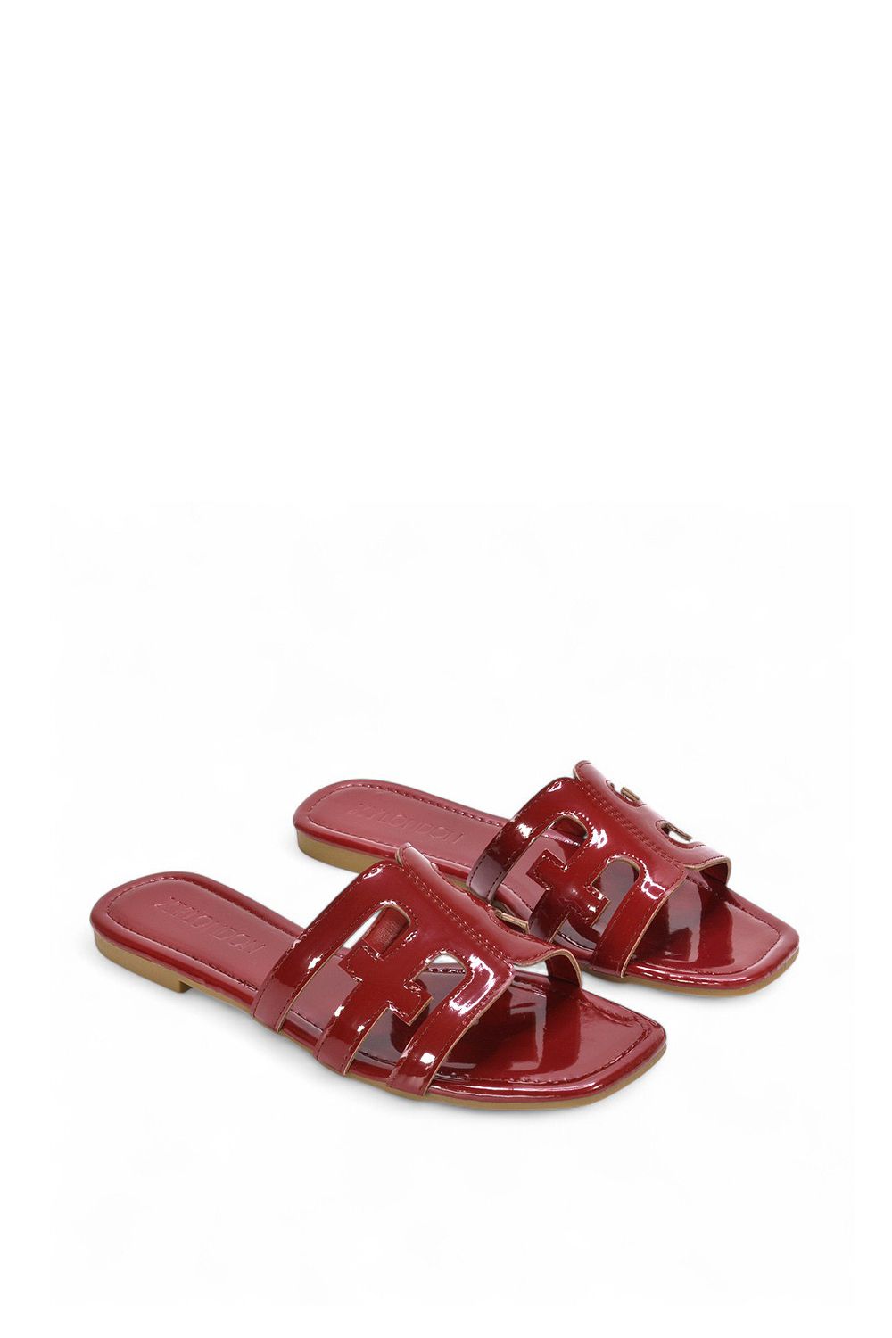 XY London 'Ellie' Square Toe Cut Out Strap Flat Sandal Slides image 4