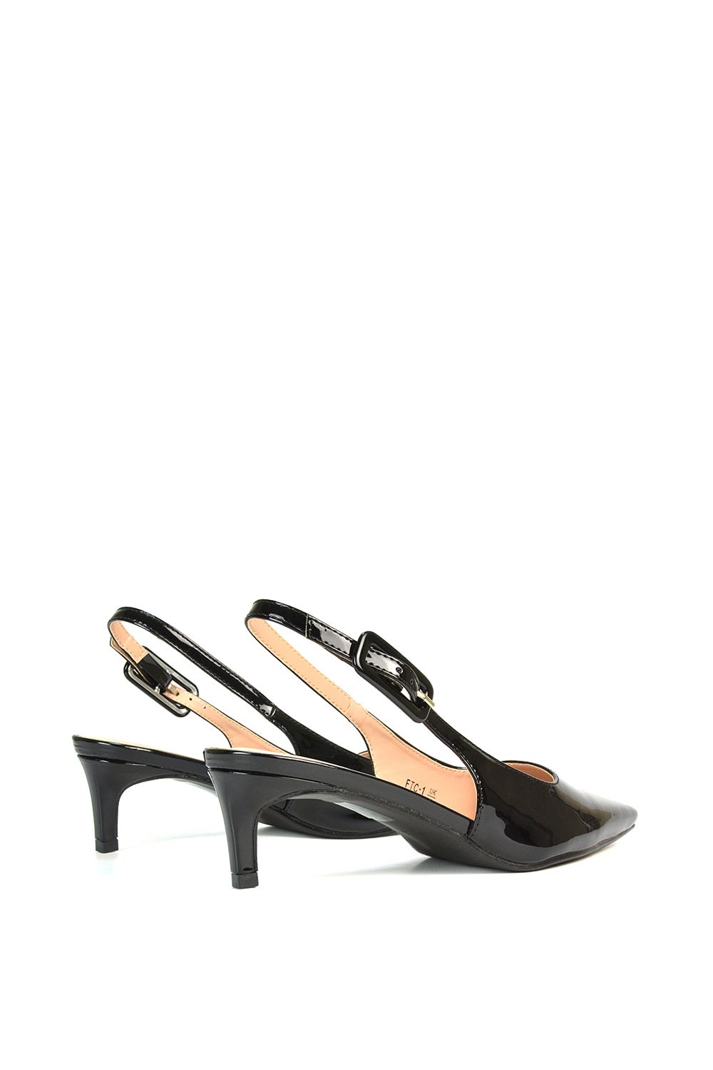 XY London 'Kelly' Low Kitten Heel Slingback Pointed Toe Court Shoes image 5