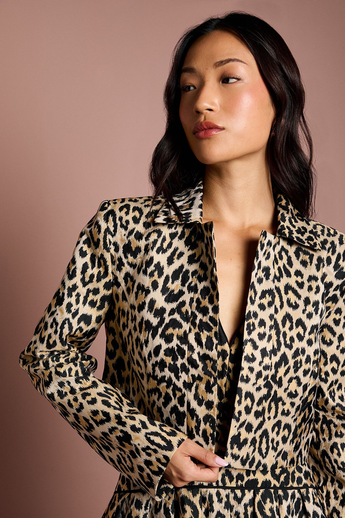 Coast Animal Jacquard Cropped Jacket Mink image 2