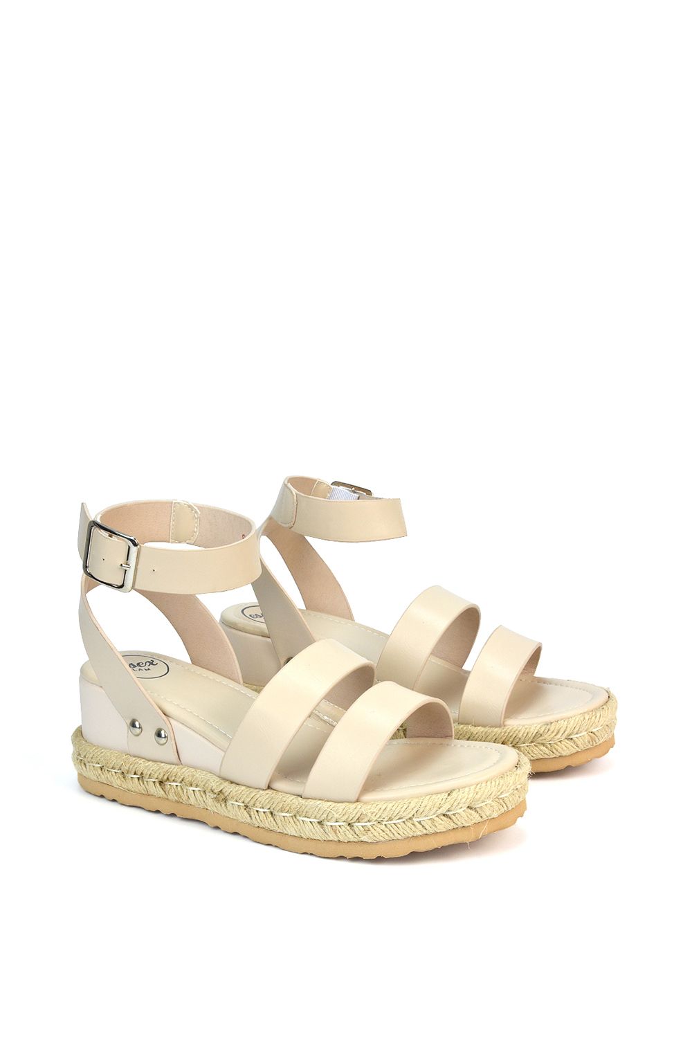 XY London 'Brook' Espadrille Platform Wedge Low Heel Sandal Shoes With Ankle Strap image 4