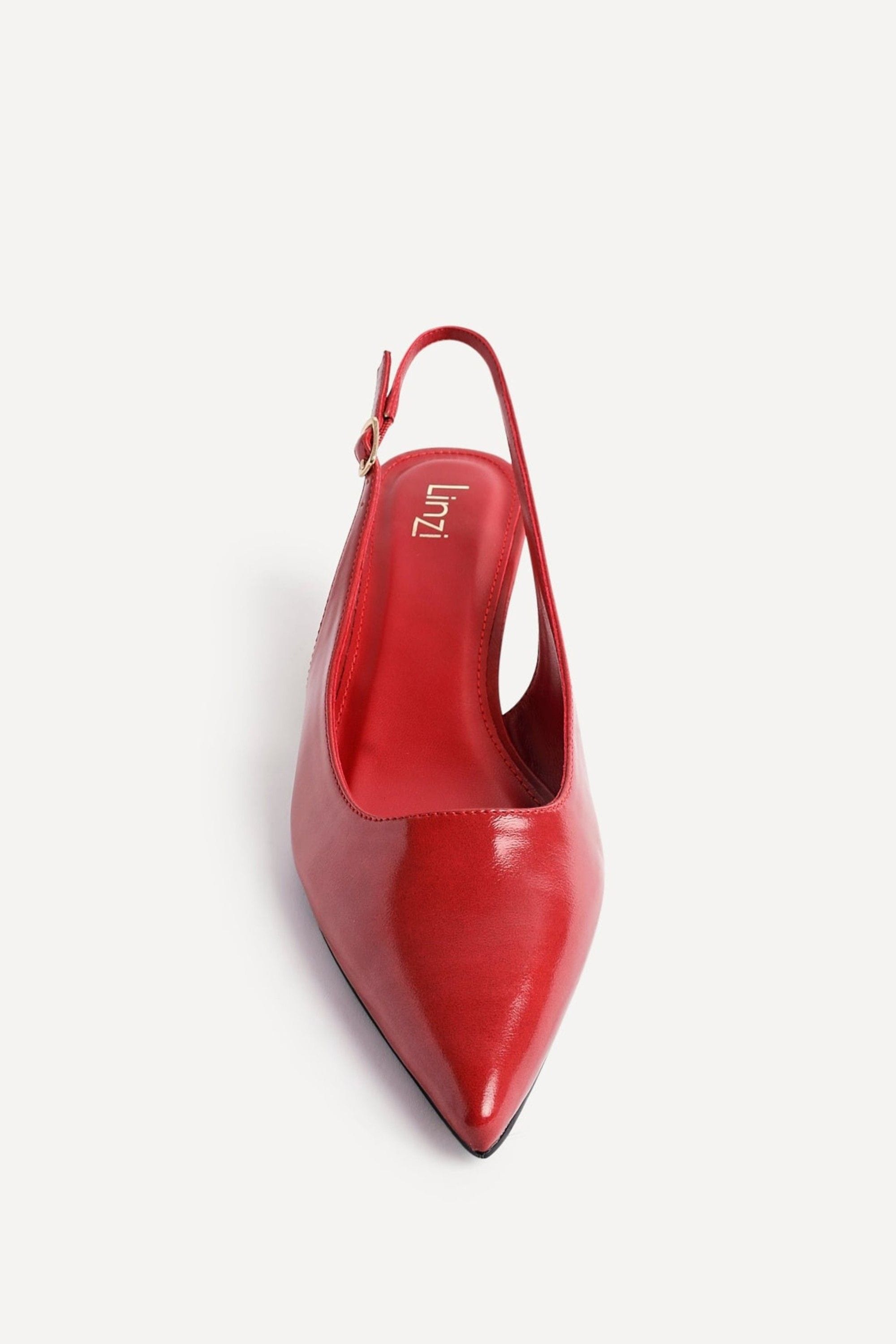 Linzi Elvira Red Faux Leather Slingback Kitten Court Heels image 4