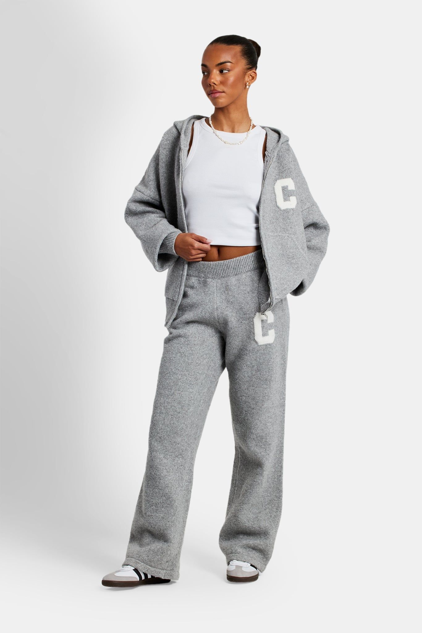 Cernucci Wide Leg Knitted Jogger - Grey image 3