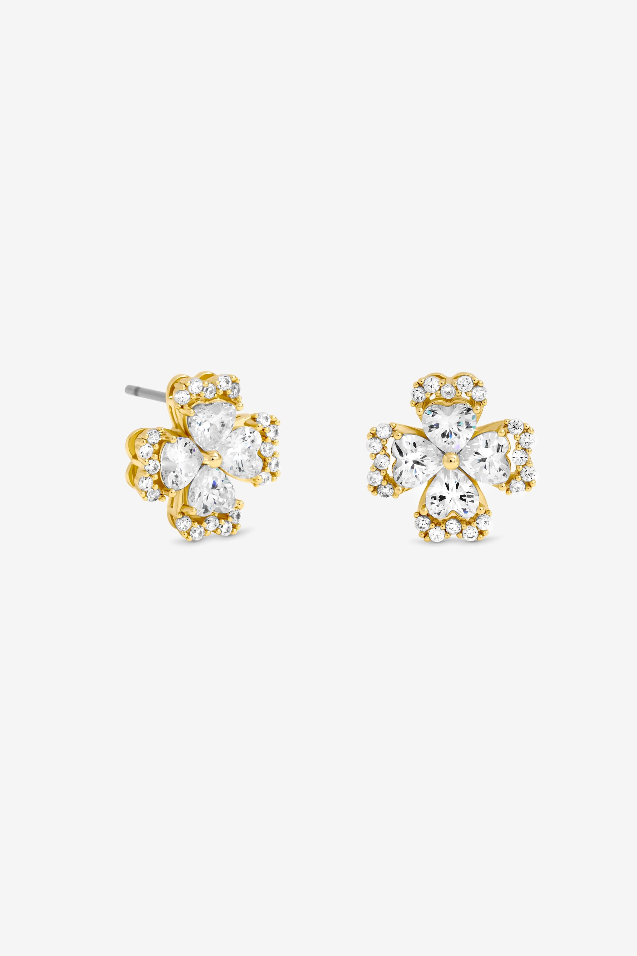 Jon Richard Gold Plated and Crystal Clover Stud Earrings image 1