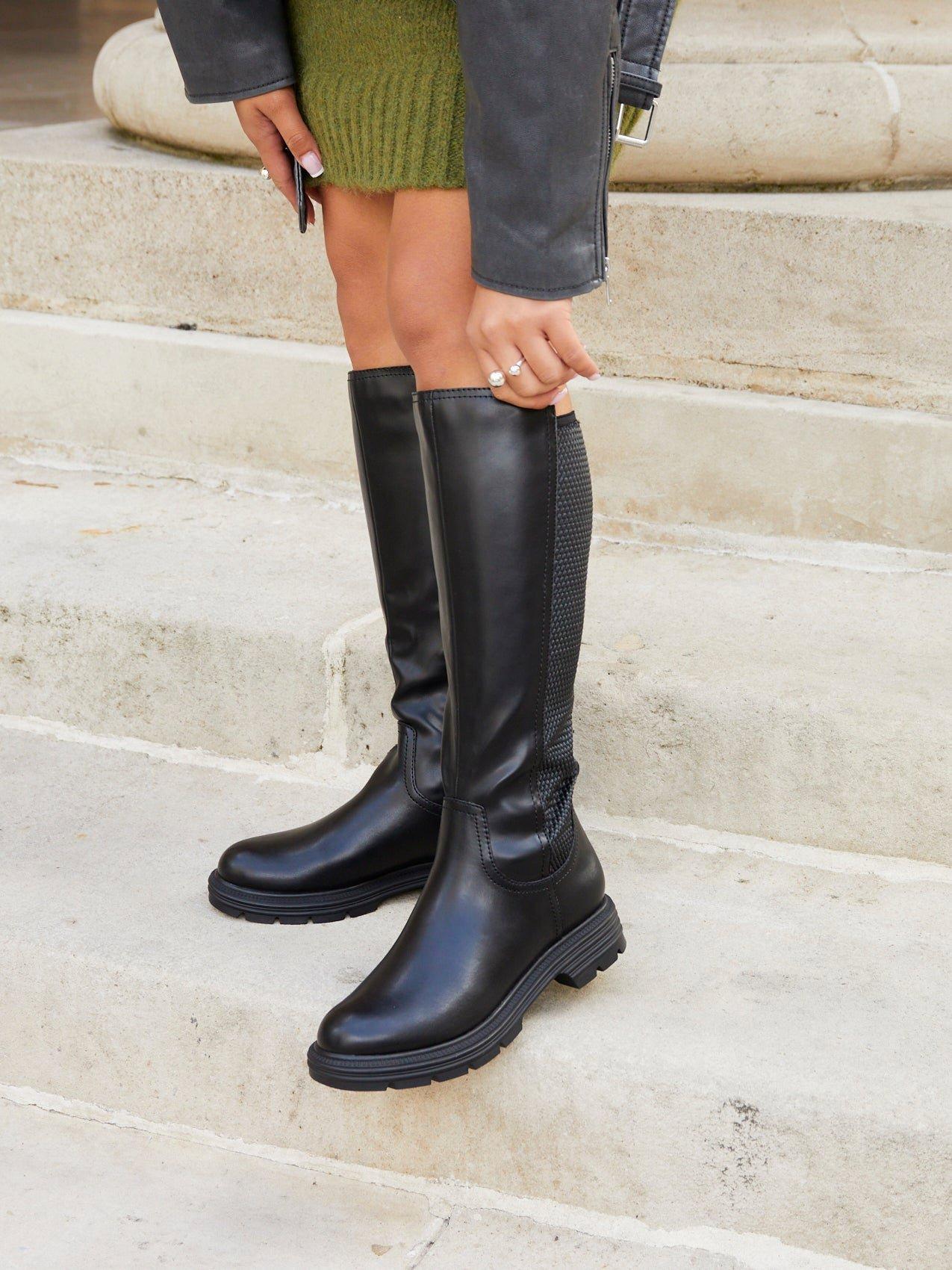 Linzi Atlas Black Faux Leather Classic Riding Boot image 6