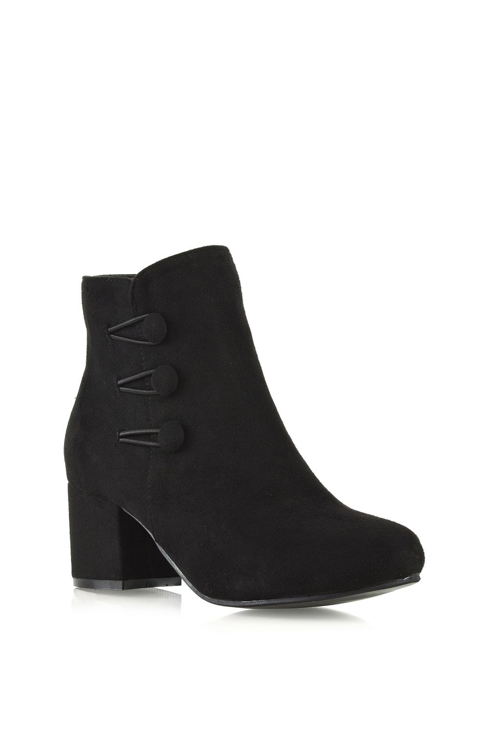 XY London 'Ruth' Low Mid Block Heel Button Tie Ankle Boots With Zip Fastening image 2