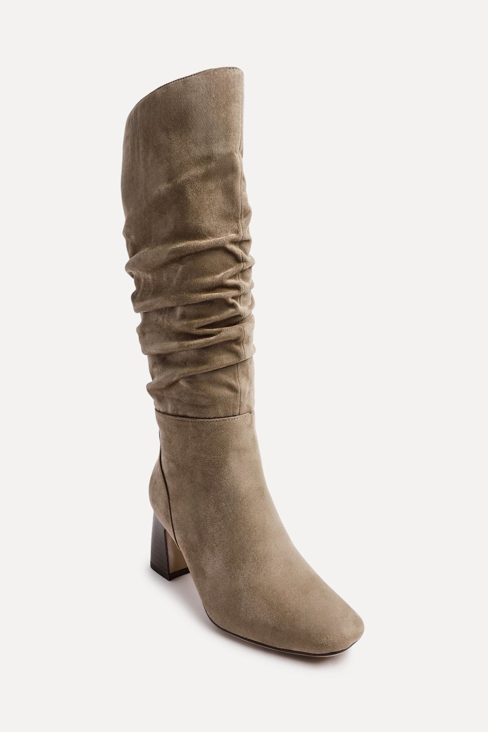Linzi Alpine Mocha Faux Suede Ruched Long Boot image 4