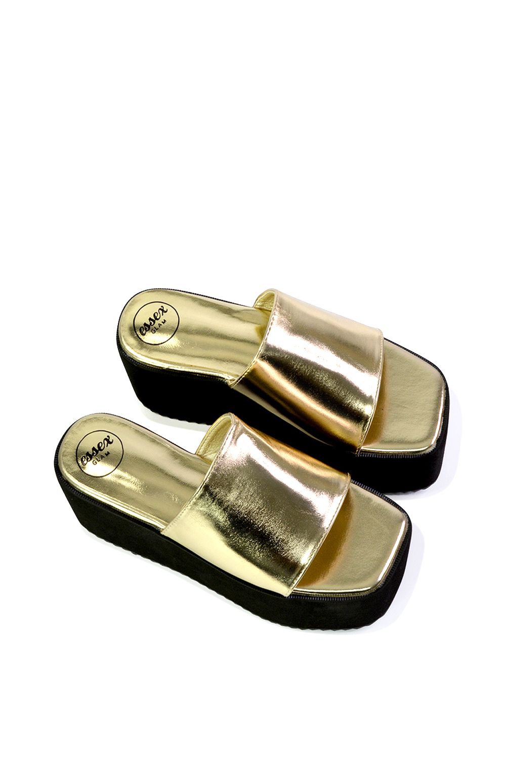 XY London 'Kaiya' Square Toe Slip on Flatform Slider Sandals image 4