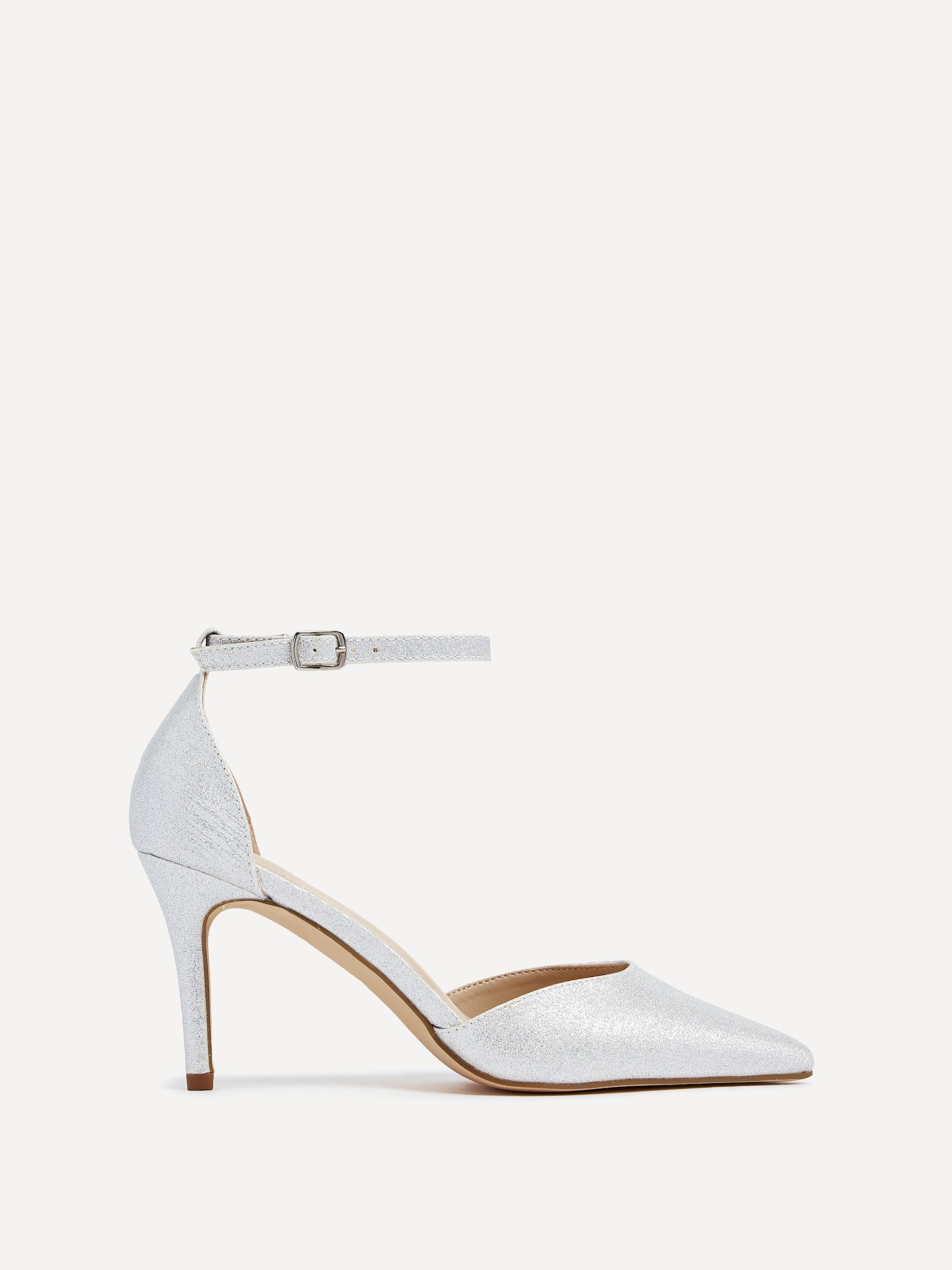 Linzi Maci Silver Glitter Fabric Stiletto Court Heel image 1