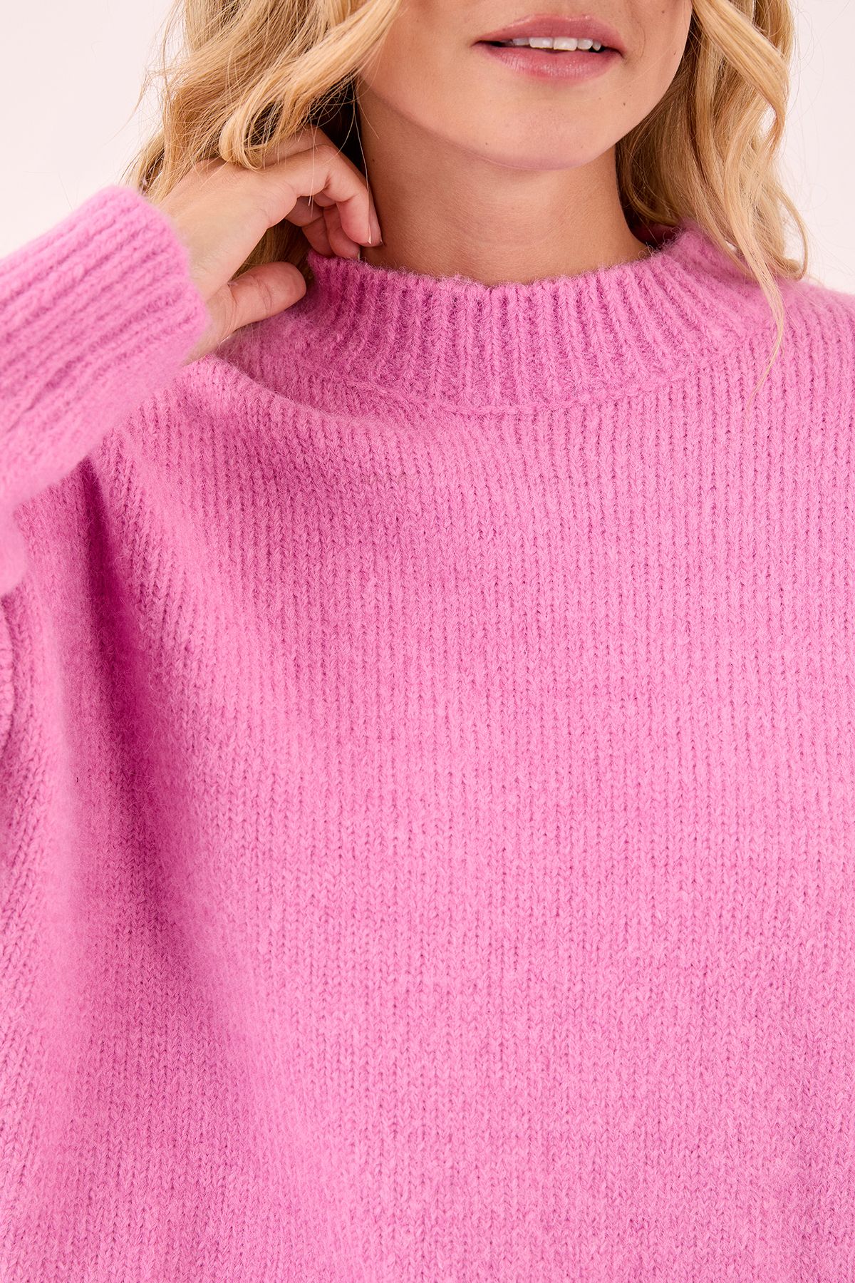 NastyGal Turtleneck Jumper Pink image 2