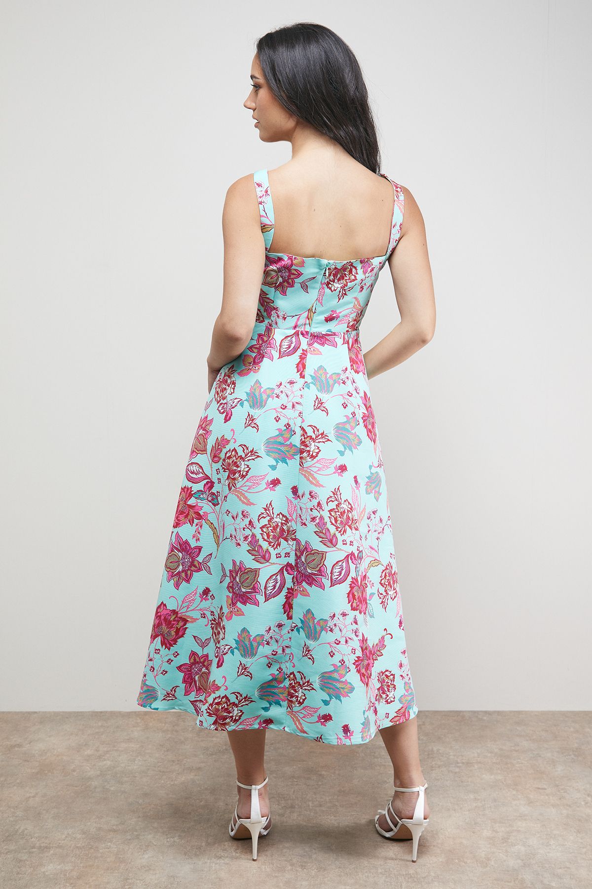 Oasis Strappy Midi Prom Dress Floral image 3
