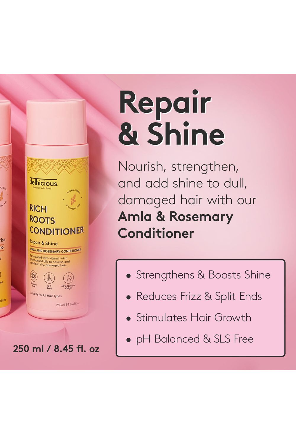 Delhicious Rich Roots Repair & Shine Conditioner - Amla & Rosemary 250ml Multi image 2