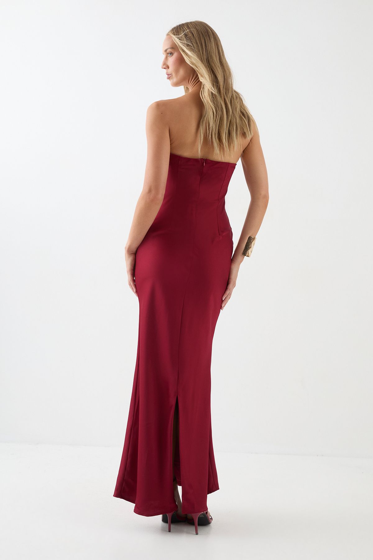 MissPap Knot Detail Detachable Strap Bridesmaid Dress Red image 3