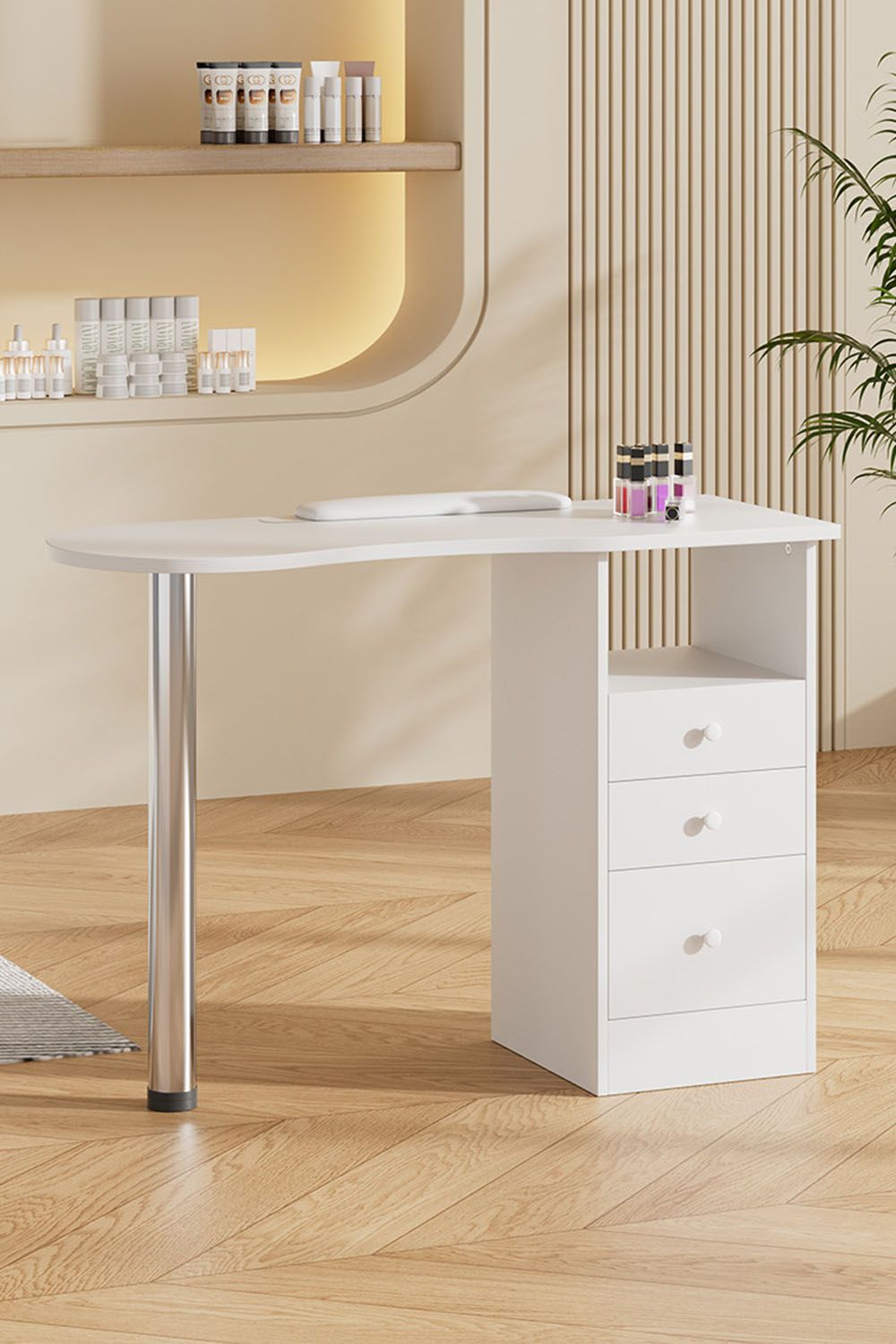 Living and Home 3 Drawers Manicure Table for Beauty Salon and Home image 1