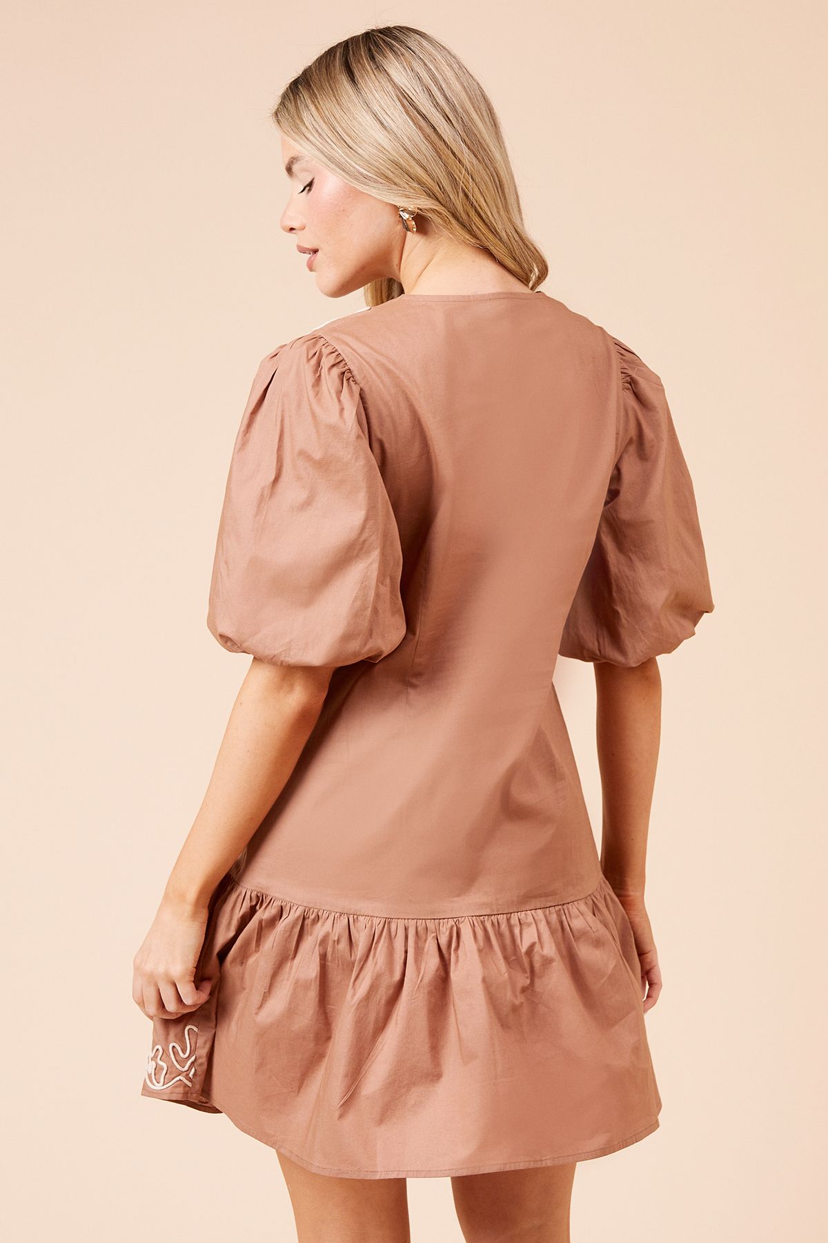 Dorothy Perkins Cornelli Poplin Mini Dress Brown image 3