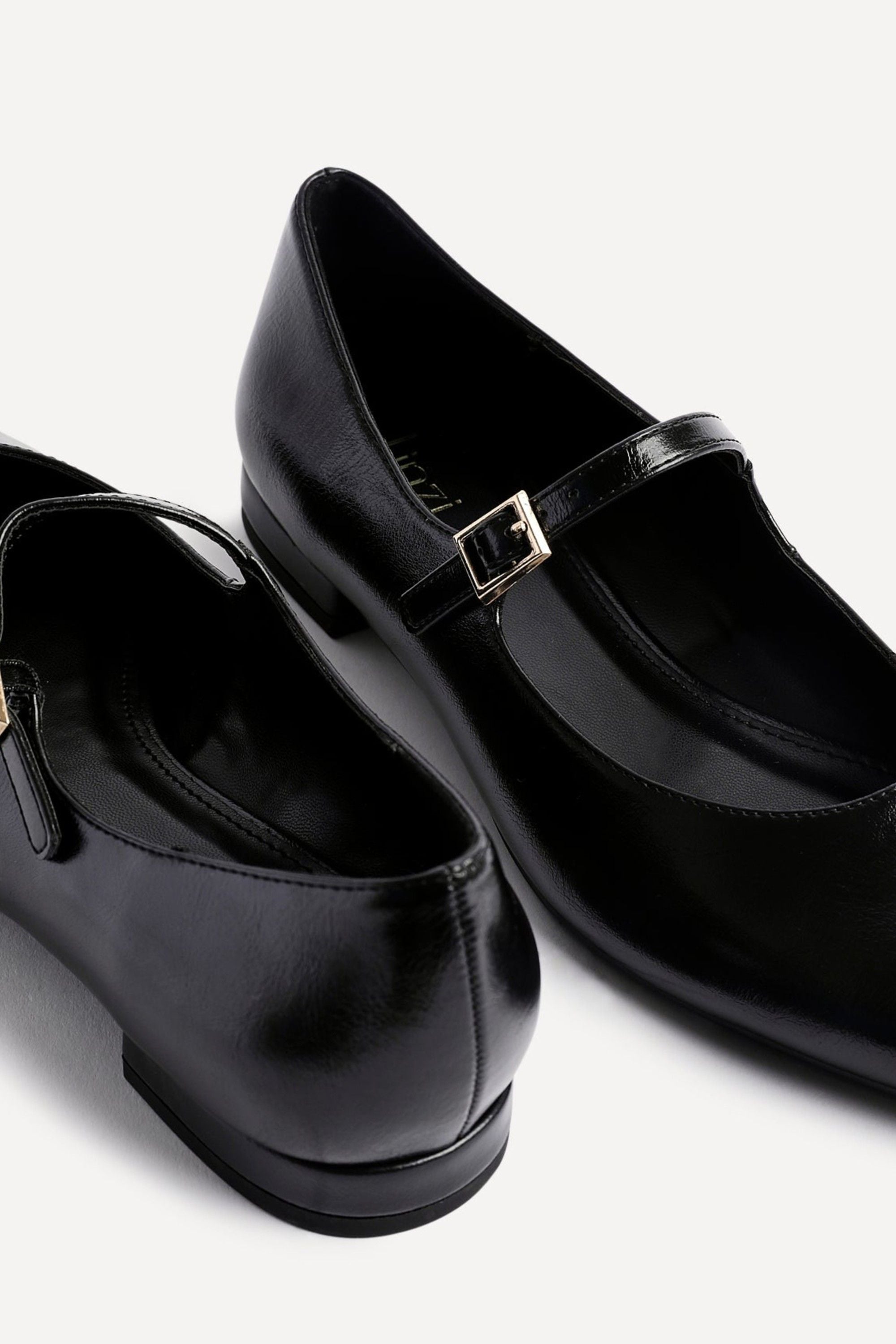 Linzi Seattle Black Faux Leather Pointed Toe Mary Jane Style Pumps image 5