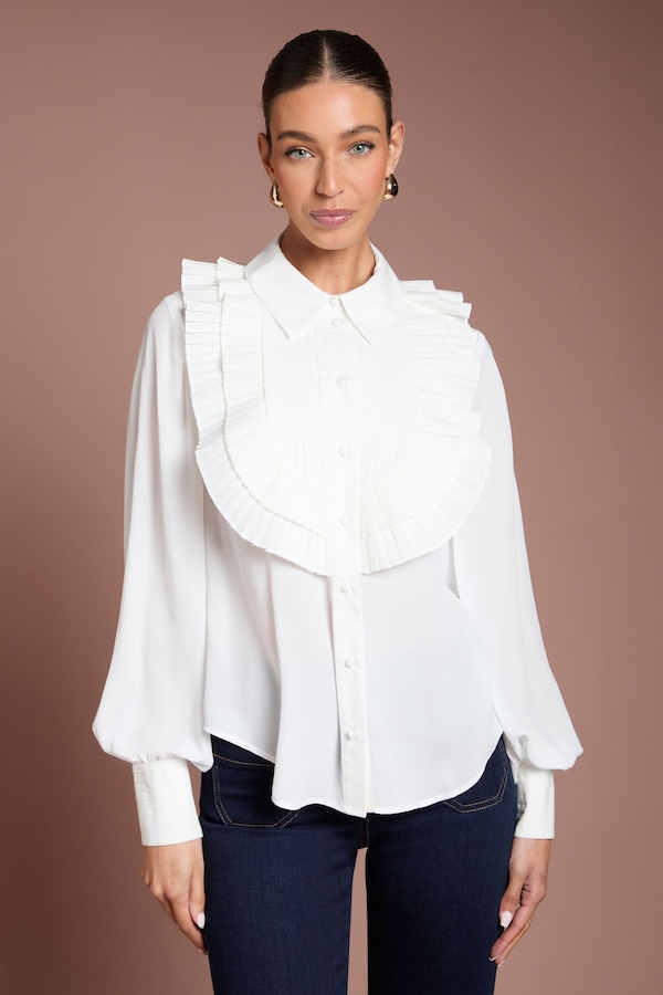 Coast Cotton Poplin Ruffle Shirt Ivory